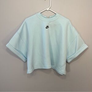NEW Nike Cropped Top Womens Extra Large Blue Short Sleeve Sportswear Tech Fleece
